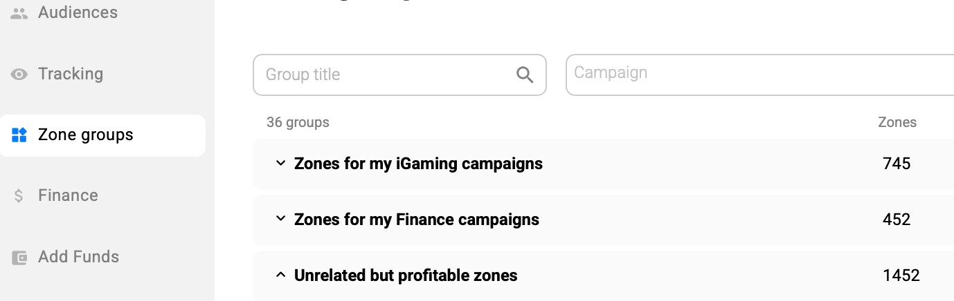 Zone Groups Zone Groups